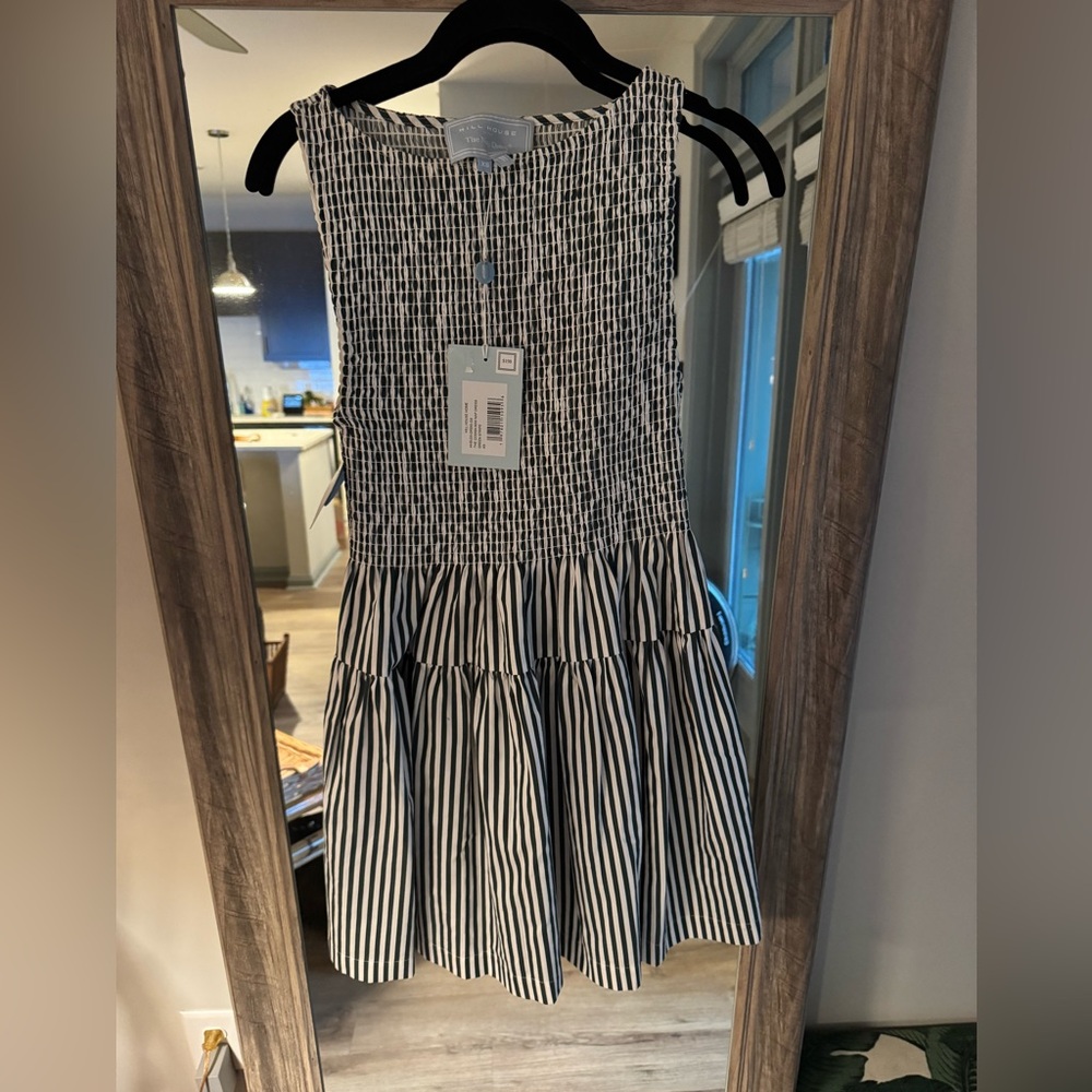 Hill House Cosima Mini Nap Dress Green Stripe